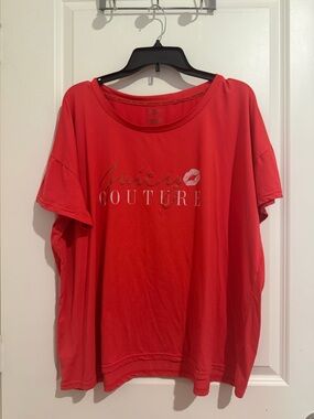 Juicy Couture Coral-Red Logo Tee with Kiss Accent size 3X